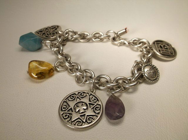 Chunky Amethyst Gemstone Charm Bracelet (1 of 1)