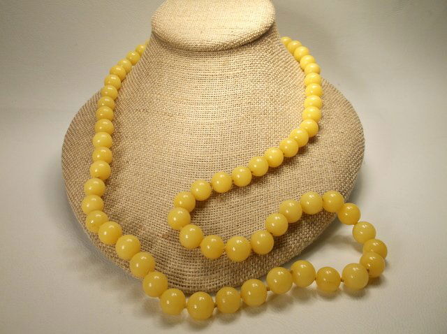 Gorgeous 28" Yellow Amber Ball Necklace Heavy (1 of 2)