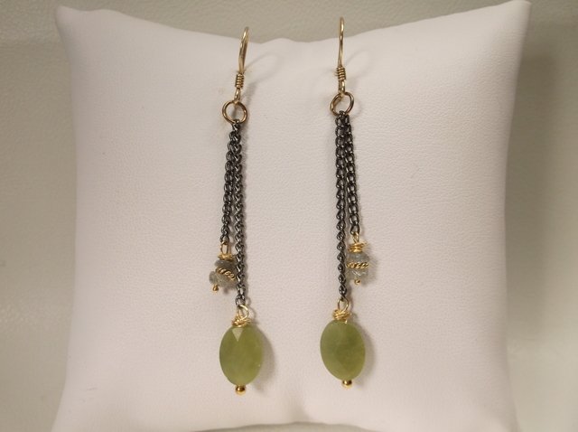 Gold Over Sterling Silver jade Drop Earrings (1 of 1)