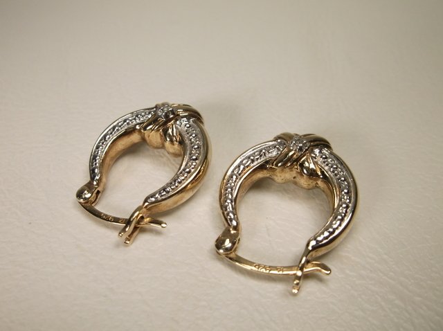 Beaut Gold Over Sterling Genuine Diamond Earrings (1 of 1)