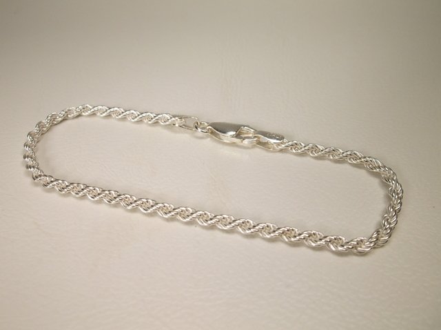 Nice Sterling Silver Rope Chain Bracelet: .
