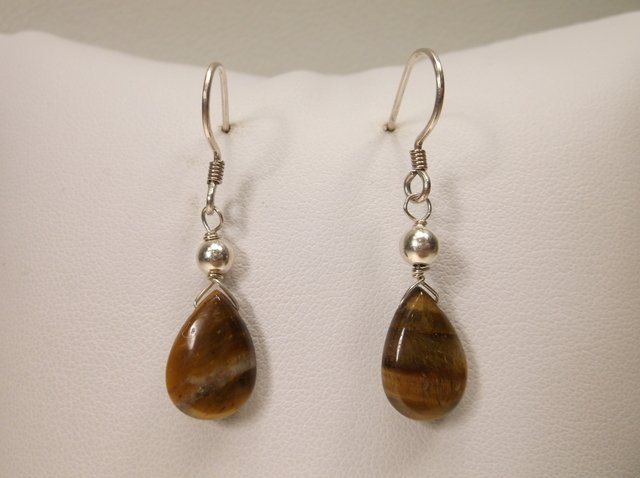 Nice Sterling Silver Tigers Eye Earrings (1 of 1)