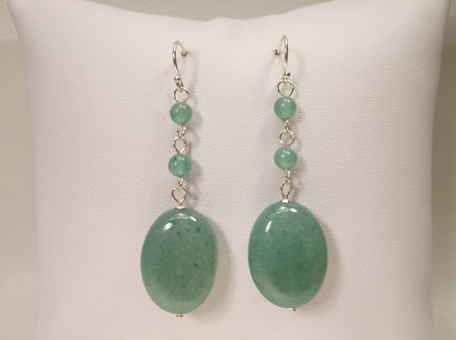 Nice Sterling Silver Aventurine Earrings (1 of 1)