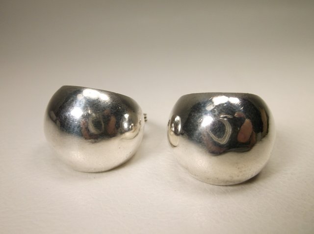 Nice Heavy Sterling Silver Dome Earrings (1 of 1)