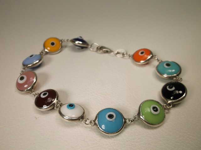 Nice Sterling Silver Turkish Evil Eye Bracelet (1 of 1)