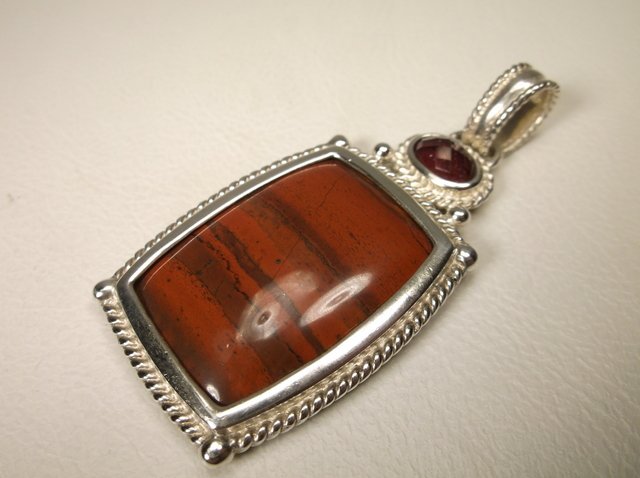Stunning Sterling Silver Ruby Jasper Pendant WK (1 of 1)