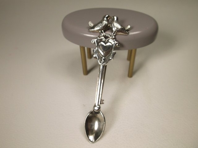 Antique Sterling Silver Dove Salt Spoon Brooch (1 of 1)