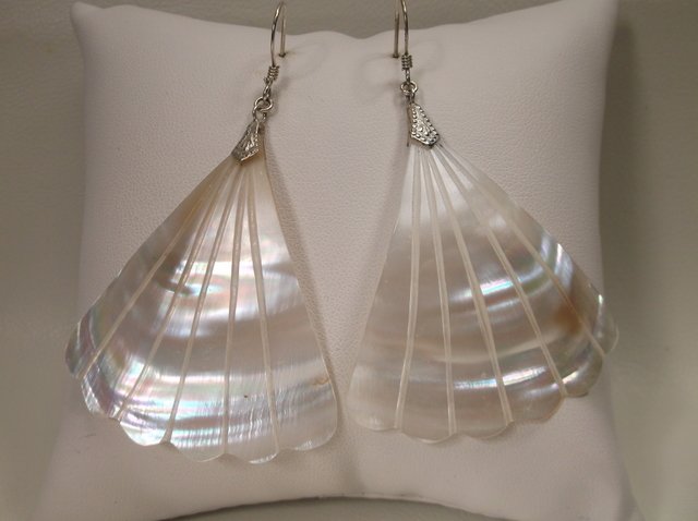 Beautiful Large Sterling Silver MOP Earrings (1 of 1)