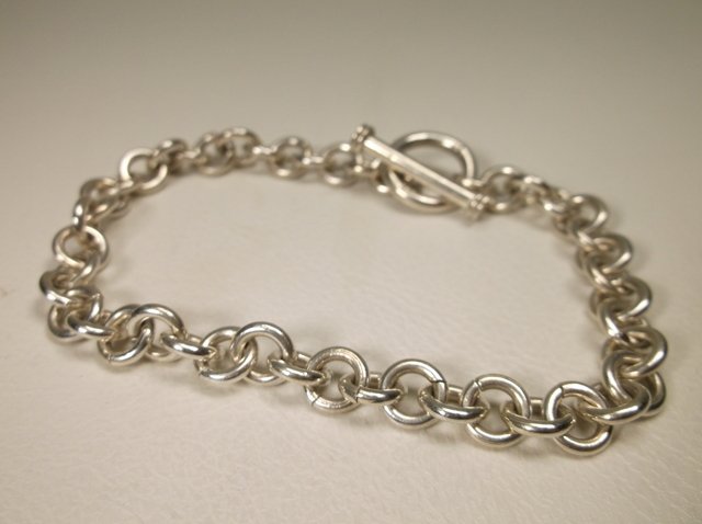 Nice Heavy Sterling Silver Chain Bracelet: .
