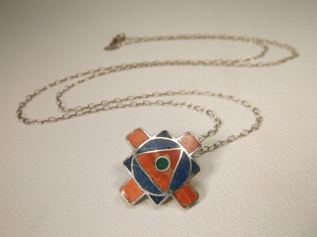 Beautiful 950 Sterling Silver Lapis Coral Necklace (1 of 1)