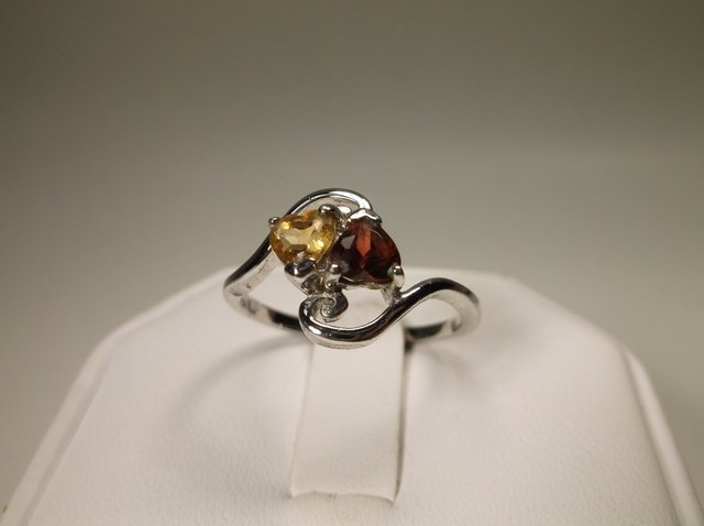 Sterling Silver Citrine Garnet Cocktail Ring 9 Gorg: .