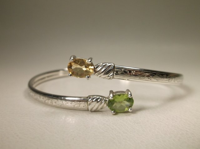 Gorgeous Sterling Silver Citrine Peridot Bracelet (1 of 3)