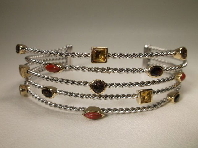 Gorgeous Sterling Silver Gemstone Cuff Bracelet (1 of 3)