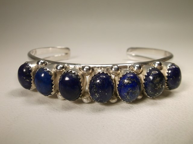 Gorg Sup Heavy Sterling Silver Lapis Taxco Bracelet AF (1 of 3)