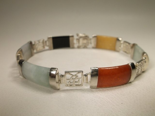 Gorg Sterling Silver Multi Color Jade Bracelet (1 of 2)