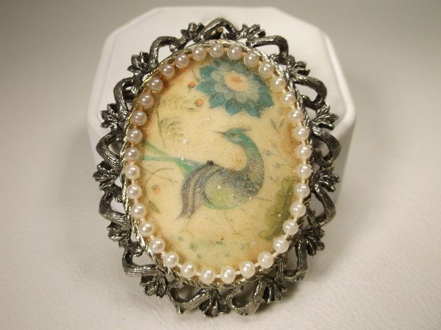 Beautiful Vintage Peacock Brooch Pendant (1 of 1)
