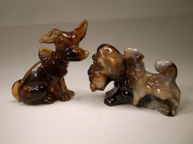 2 IG Imperial Glass Slag Glass Dogs (1 of 2)