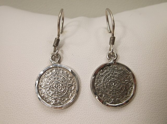 Old Taxco Sterling Silver Mayan Earrings MR112: .