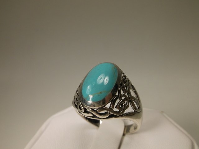 Beautiful Mens Sterling Silver Turquoise Ring 10 (1 of 1)