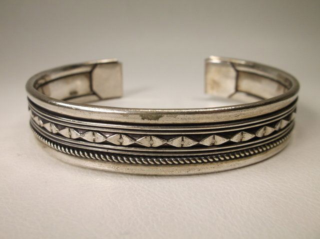 Large Heavy Sterling Silver Cuff Bracelet (1 of 1)