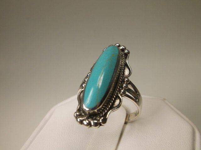 Stunning Sterling Silver Mens Turquoise Ring 9 (1 of 1)