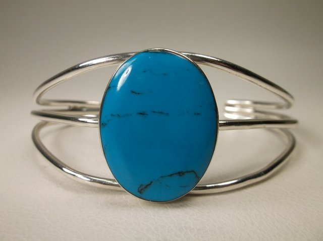 Gorgeous Large Sterling Silver Turquoise Cuff Bracelet (1 of 3)