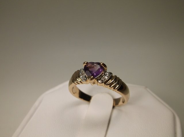 Beautiful Gold Over Sterling Amethyst Gen Diamond Ring (1 of 1)