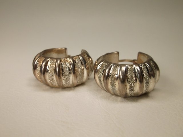 Beautiful Heavy Large Sterling Silver Earrings (1 of 1)