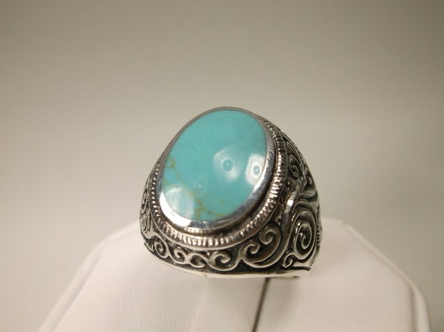 Stunning Huge Sterling Silver Turquoise Mens Ring 10 (1 of 2)