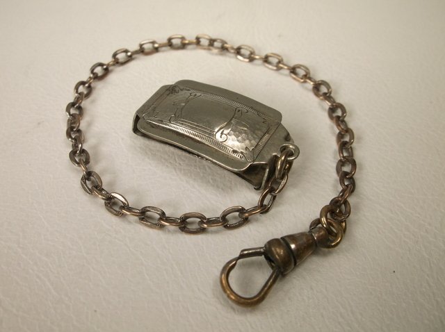 Antique 1800s Pocket Watch Chain Sterling Parts: .