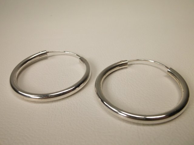 Nice Large Sterling Silver Hoop Earrings (1 of 1)