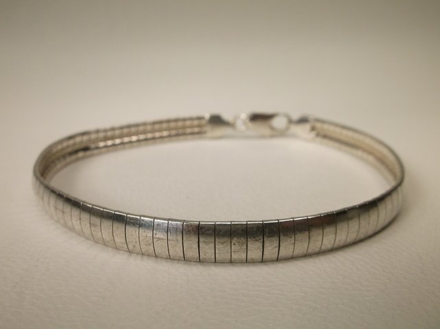 Nice Heavy Thick Sterling Silver Bracelet Omega (1 of 1)