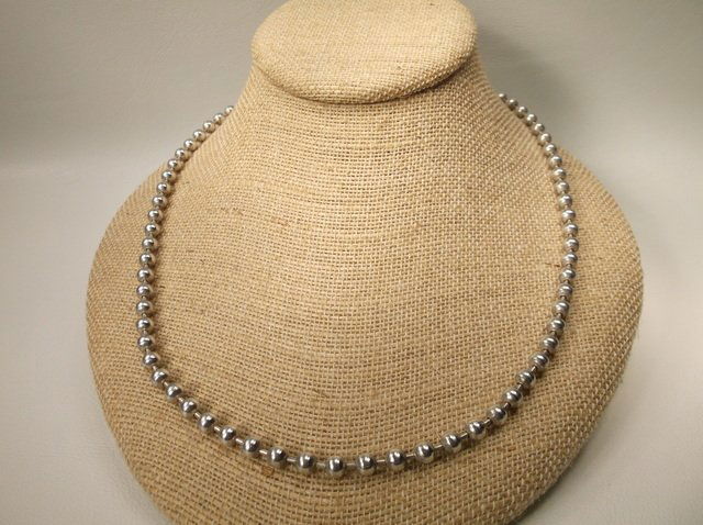 Sup heavy Sterling Silver Ball Necklace 18" Solid (1 of 1)