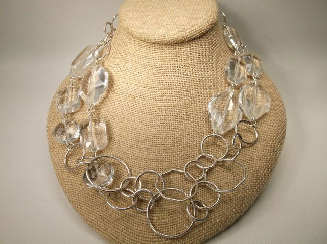 Stunning Sterling Silver Crystal Necklace 38" Heavy (1 of 2)