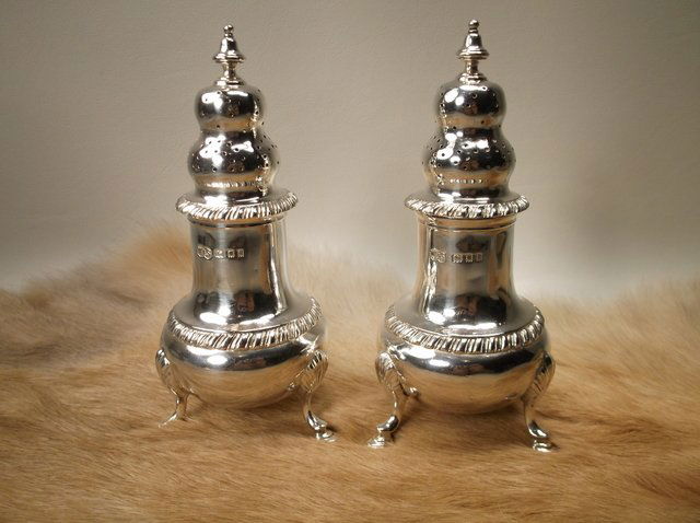 Beaut Crazy Heavy Antique Sterling Silver Salt & Pepper (1 of 5)