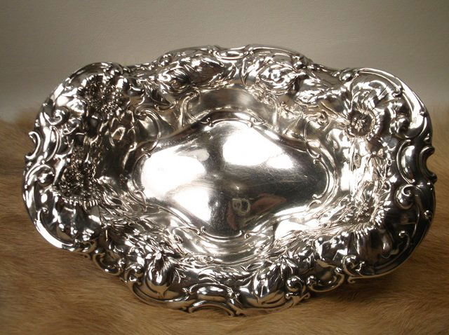 HUGE 1800s Sterling Silver Repousse Dish Large (1 of 4)