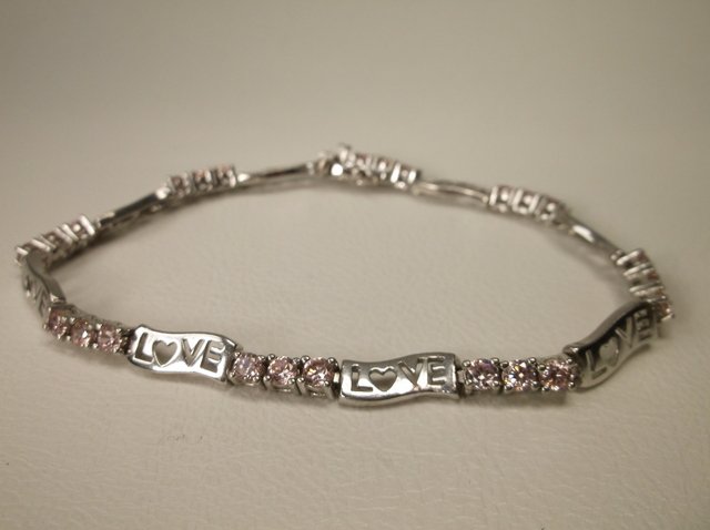 Beautiful Sterling Silver Pink Tourmaline Bracelet (1 of 1)