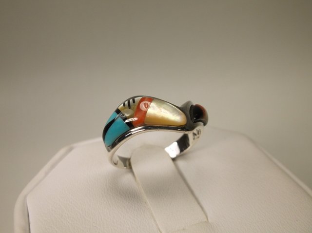 Gorgeous Sterling Silver Inlay Ring 7 ZY (1 of 3)