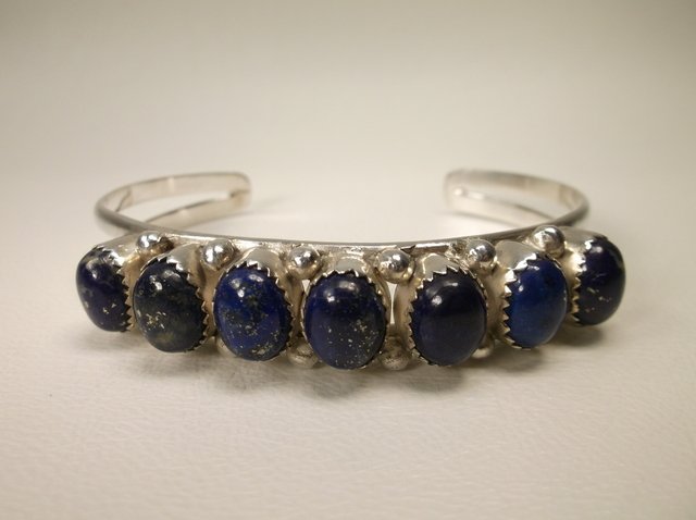 Beautiful Sterling Silver Taxco Lapis Cuff Bracelet (1 of 3)