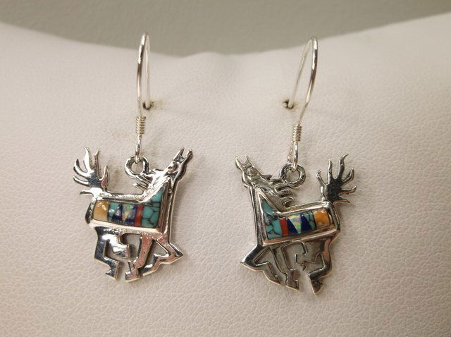 Gorgeous Sterling Silver Opal Turquoise Horse Earrings (1 of 2)