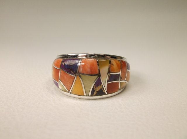 Gorgeous Sterling Silver Orange Purple Spiny Ring 8 (1 of 2)