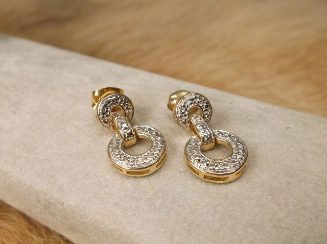 Beautiful Gold Over Sterling Genuine Diamond Earrings (1 of 1)