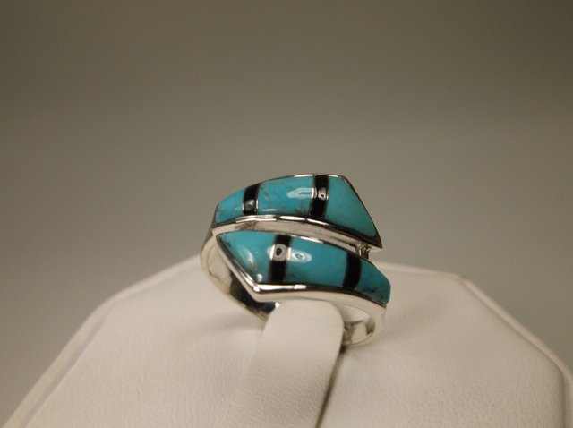 Beautiful Sterling Silver Turquoise Onyx Ring 7 (1 of 1)