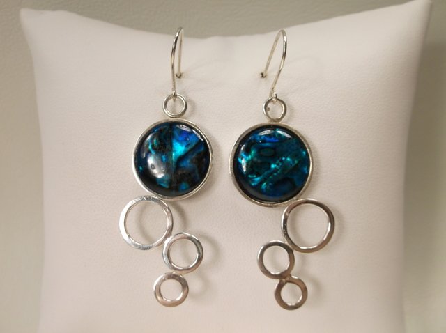 Gorgeous Sterling Silver Abalone Drop Earrings (1 of 1)