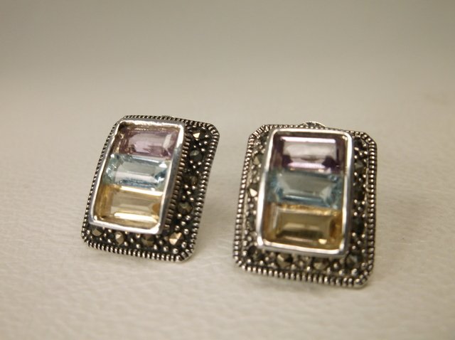 Beautiful Sterling Silver Multi Gemstone Earrings (1 of 1)