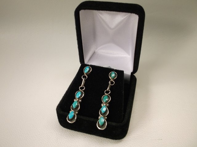 Gorg Old Pawn Sterling Turquoise Earrings Navajo (1 of 2)