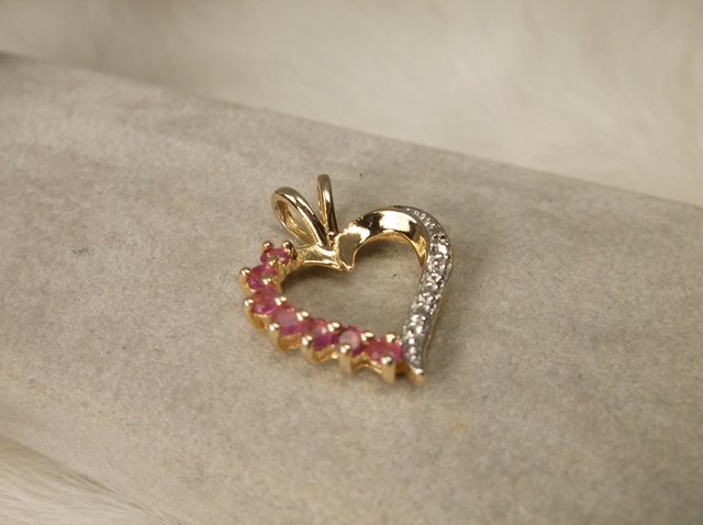 Beaut Gold Over Sterling Gen Diamond Ruby Pendant (1 of 1)