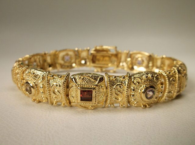 Stunn Sup Heavy Gold Over Sterling Gemstone Bracelet (1 of 3)