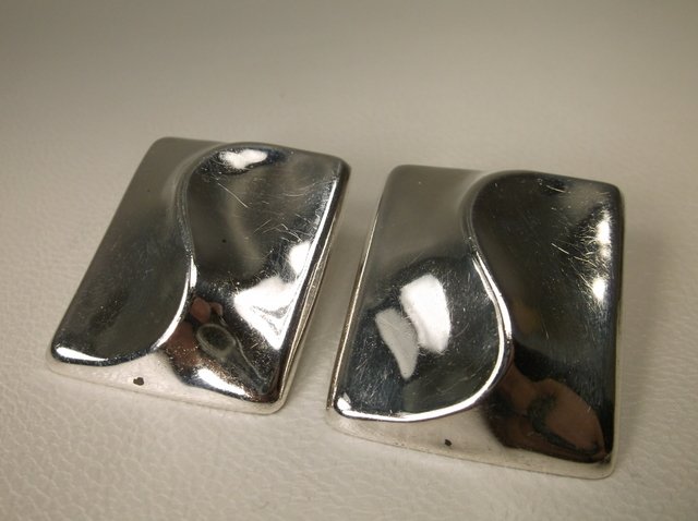 Beaut Large Sterling Taxco Earrings TA-97 Heavy: .