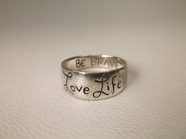 Sterling Silver Love Life Ring 7.5 (1 of 1)